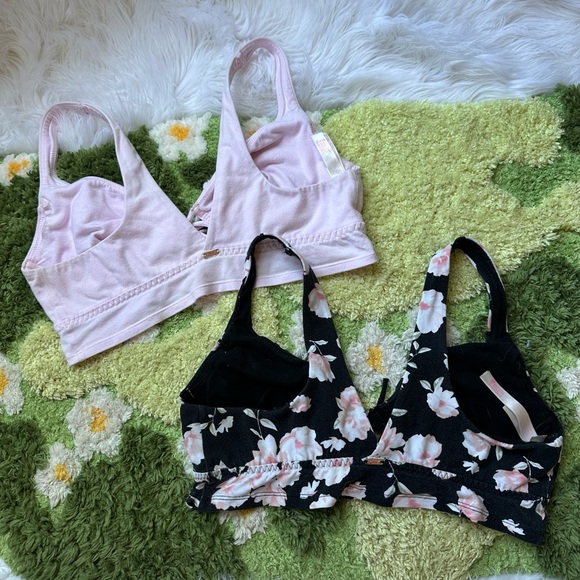 VS PINK • 2 Piece Black Floral & Pastel Pink Women's Bralette Set - Picture 11 of 11